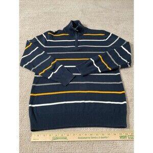 Old Navy Sweater Men Blue, Striped 1/4 Zip Pullover Mens Sz Med.EUC